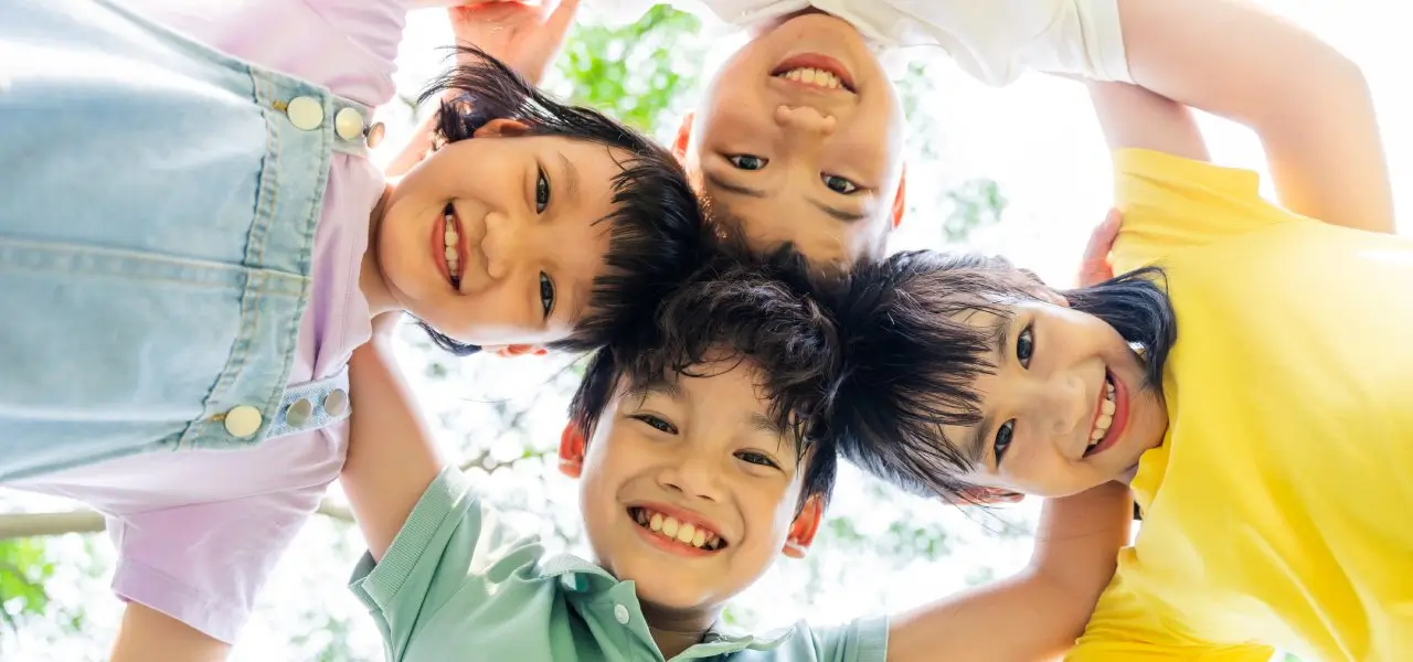 group-cute-asian-kids-having-fun-park