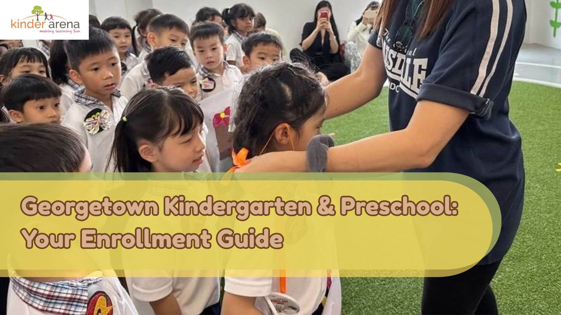 Students lining up for enrollment in kindergarten and preschool
