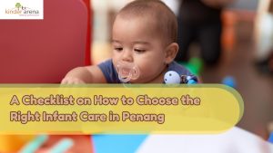 A baby playing around at Infant Care Centre