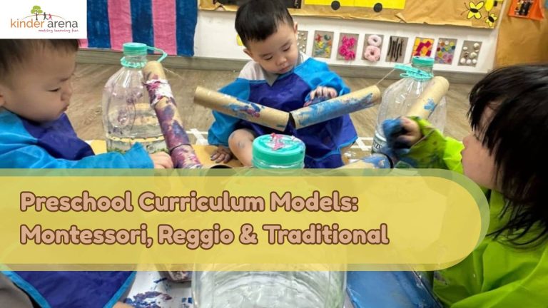 Children playing in playschool kinder arena which related to Preschool Curriculum Models: Montessori, Reggio & Traditional