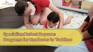 Infant care baby sitter and teacher take care on a baby infant